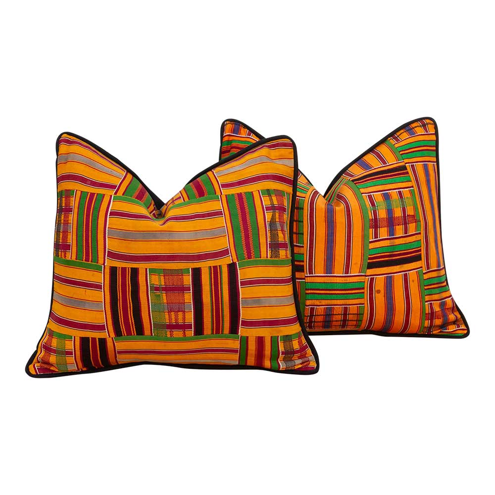 Yellow Stripe African Pillow Covers~P77699406