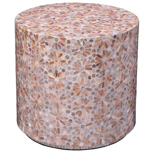 Marigold Mother of Pearl Side Table, Pink Marigold Mother of Pearl Side Table, Pink