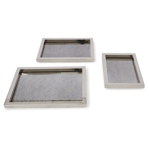 Asst. of 3 Stepped Nesting Trays, Nickel~P77423118