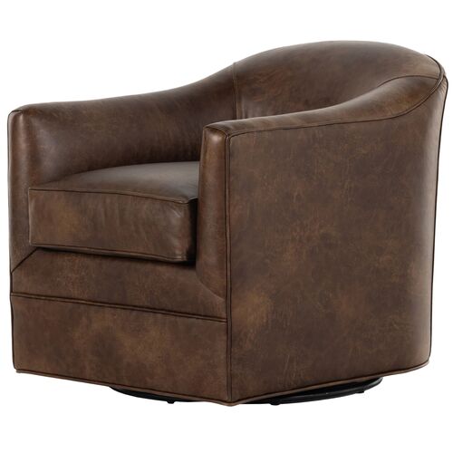 Elaine Swivel Chair, Cigar Leather