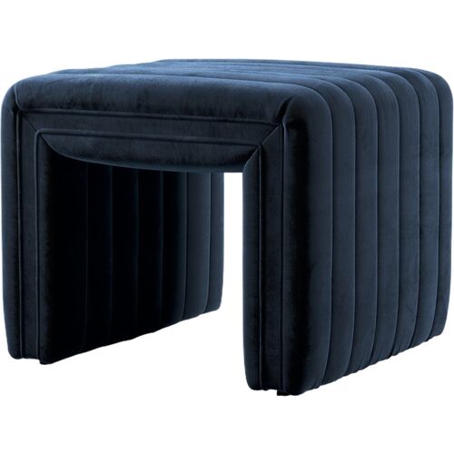Deacon Channel Tufted Velvet Ottoman