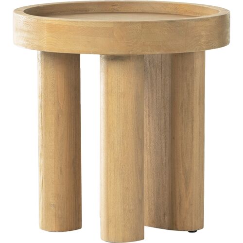 Aiden Round End Table, Natural Beech~P111118883