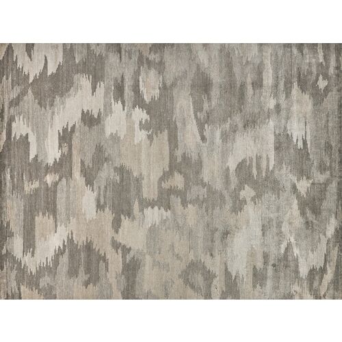 Bamboo Silk hand-knotted Rug, Light Silver/Gray~P77649536