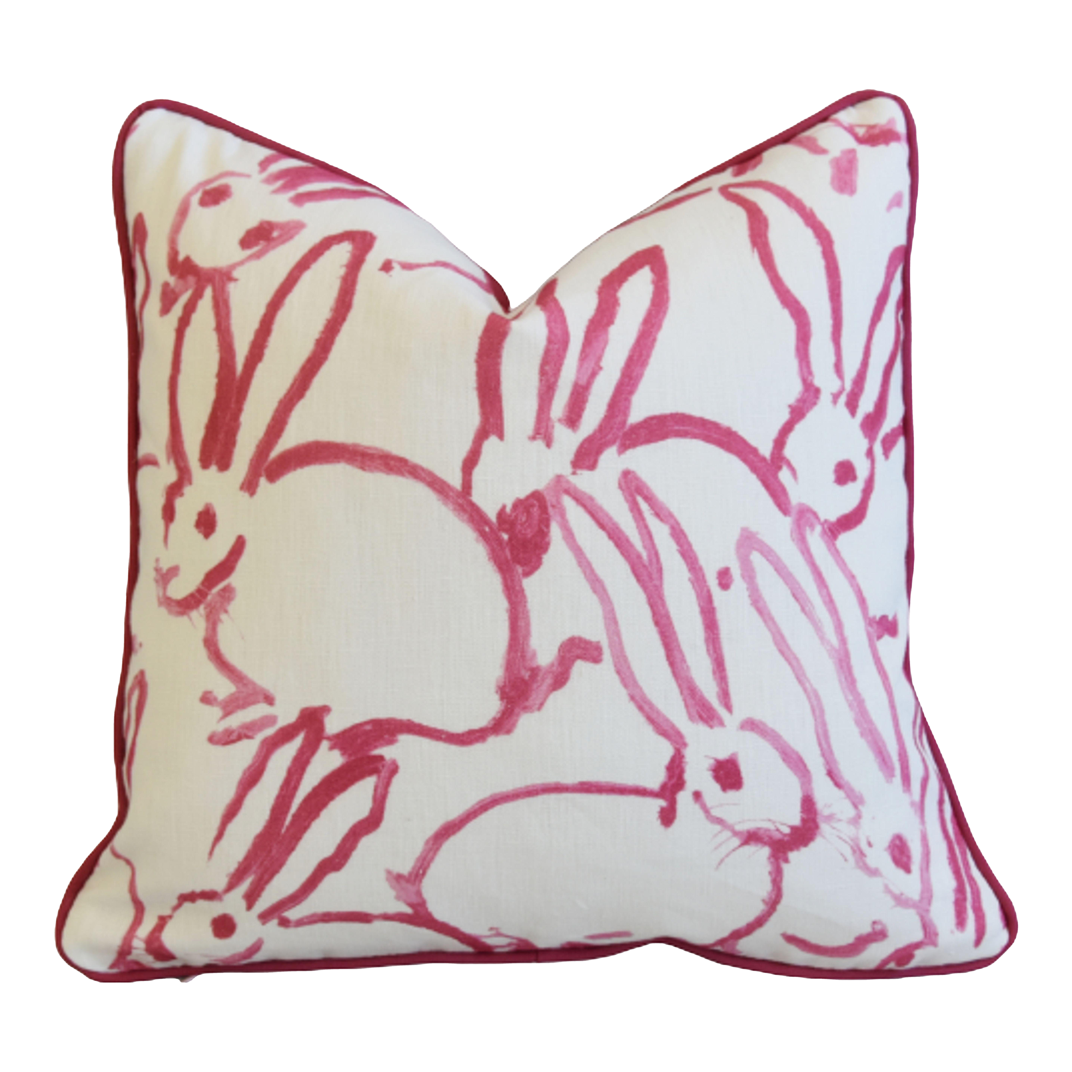 Pink Hunt Slonem Bunny Hutch Pillow~P77667778