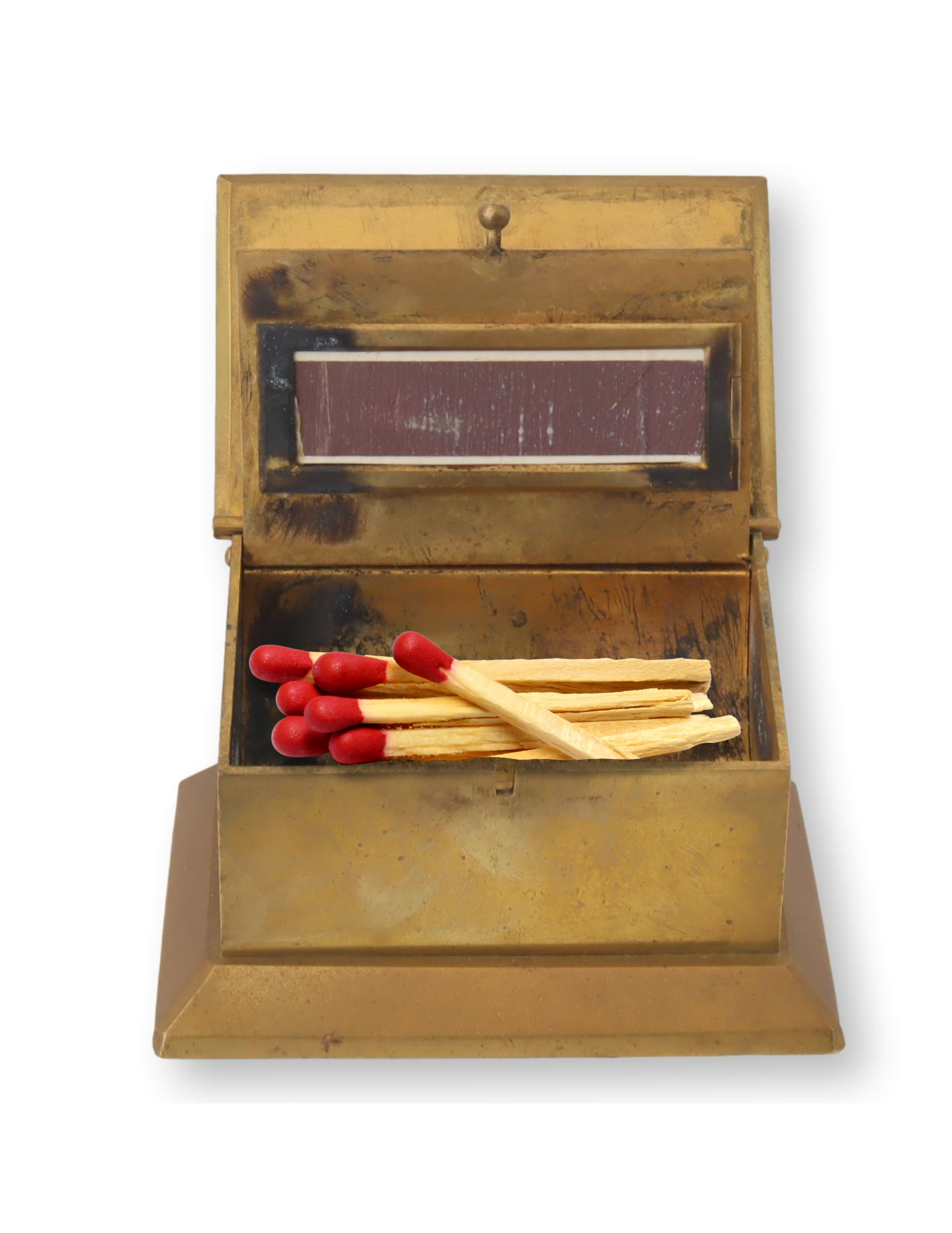 French Brass Match Box/ Striker w/ Dog~P77673659