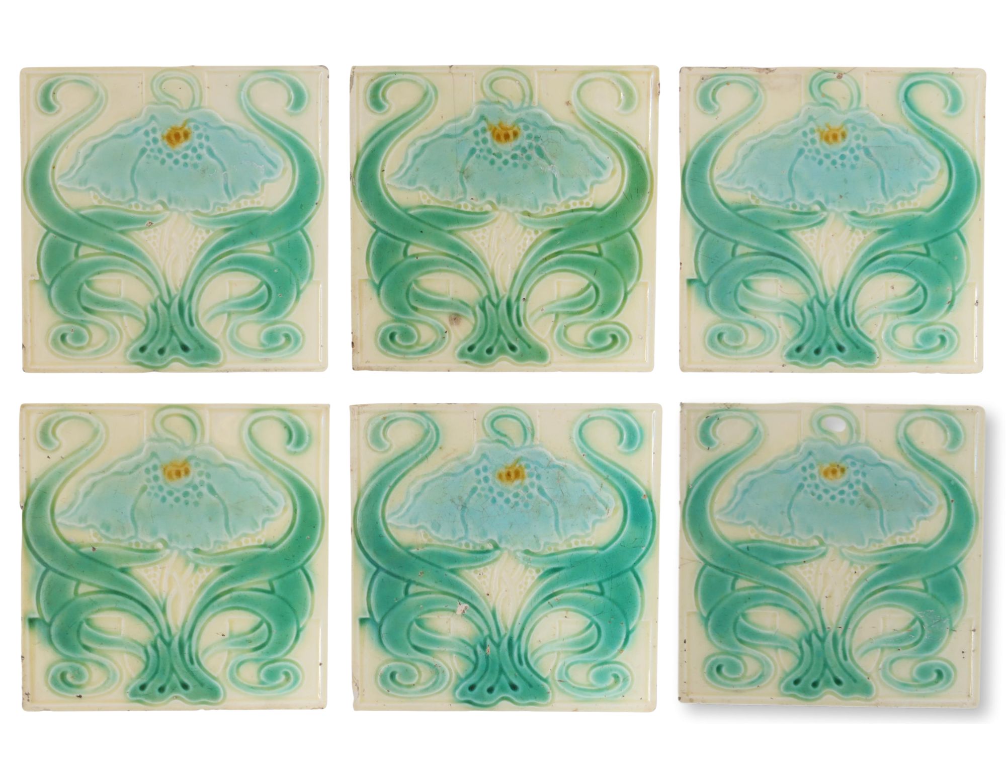 1930s English Art Nouveau Tiles, S/6~P77690160