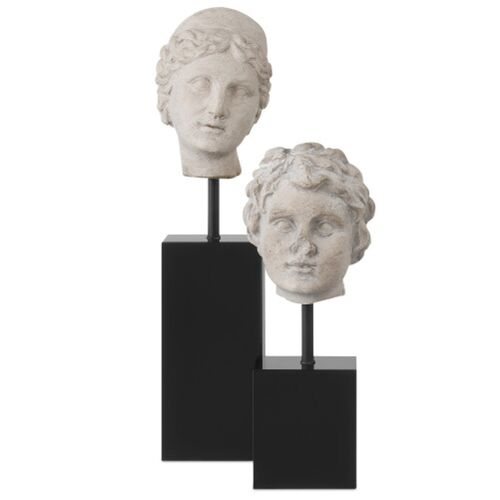 S/2 Venus Heads on Stands, Pale Gray/Black