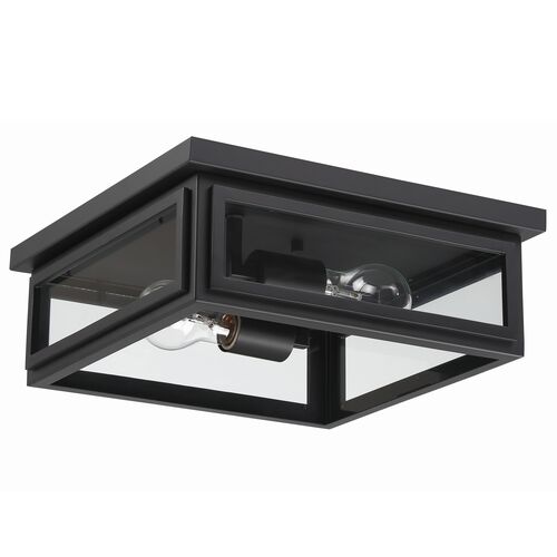 Byron 2 Light Outdoor Flush Mount, Matte Black