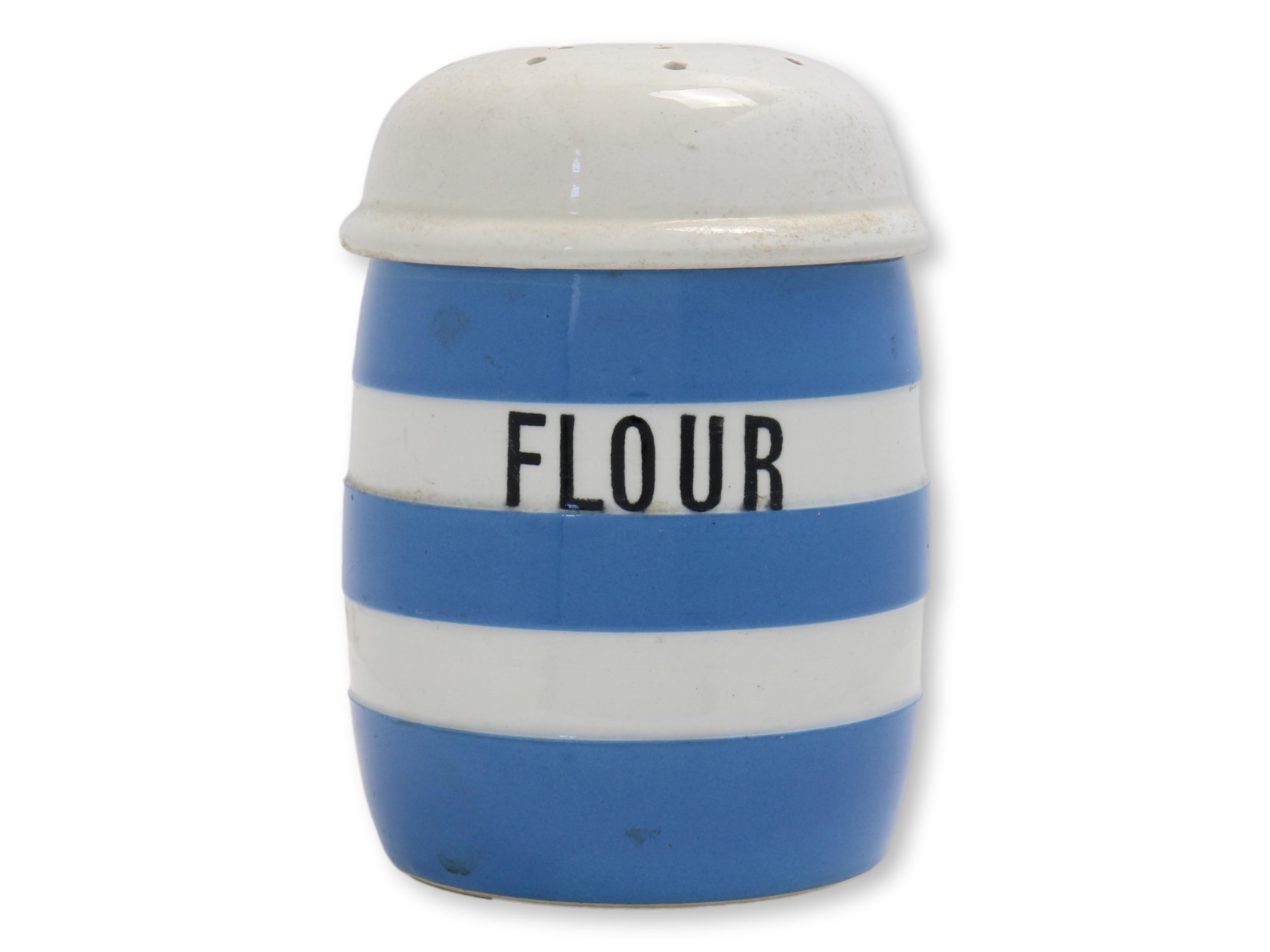 1950s English Cornishware Flour Shaker
