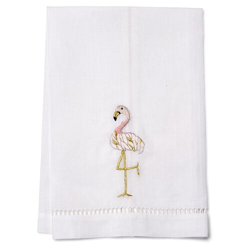 Flamingo Guest Towel, Gold/White~P77368427
