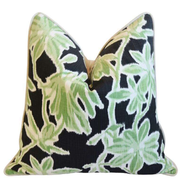 Madcap Cottage Black/Green Floral Pillow