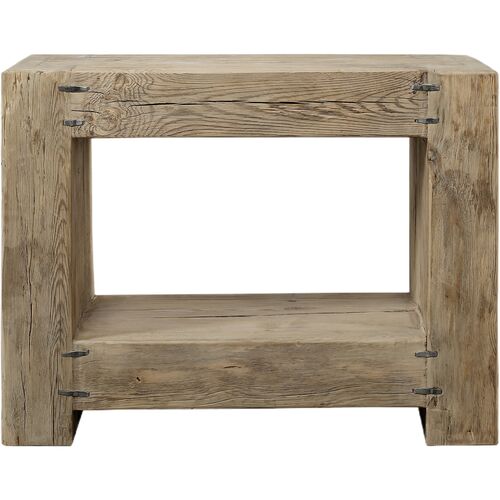 Orsyn Console Table with Shelf, Rustic Natural
