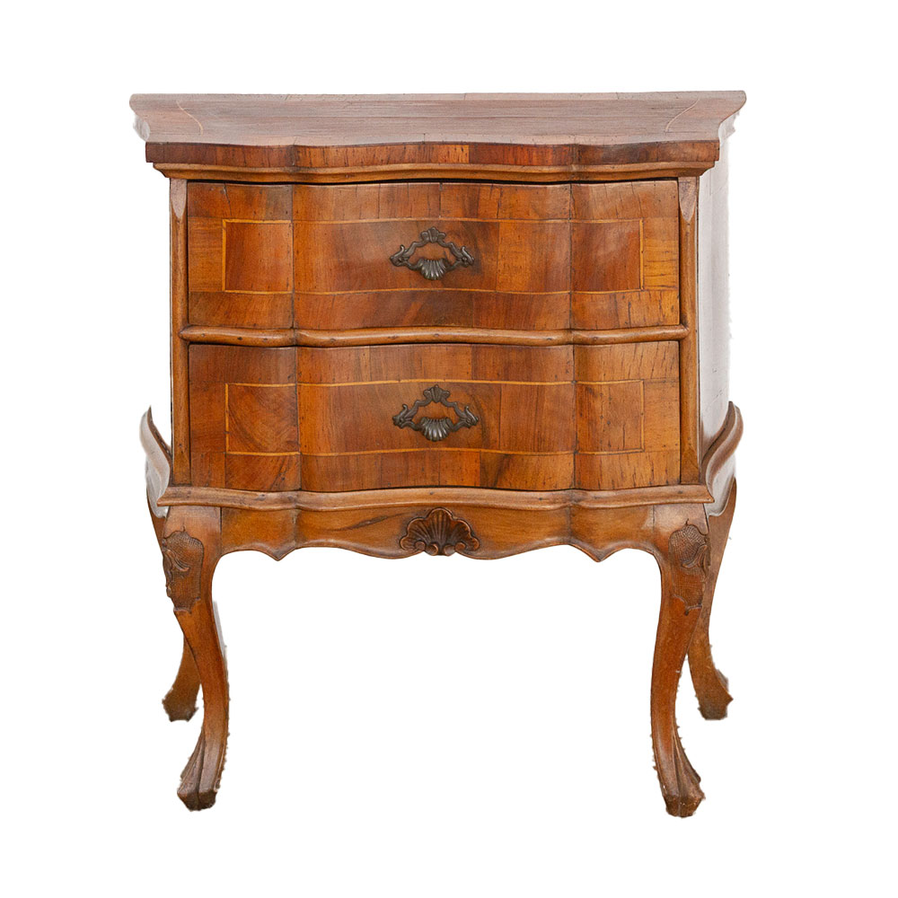 Vintage Italian Walnut Veneer Nightstand~P77738196