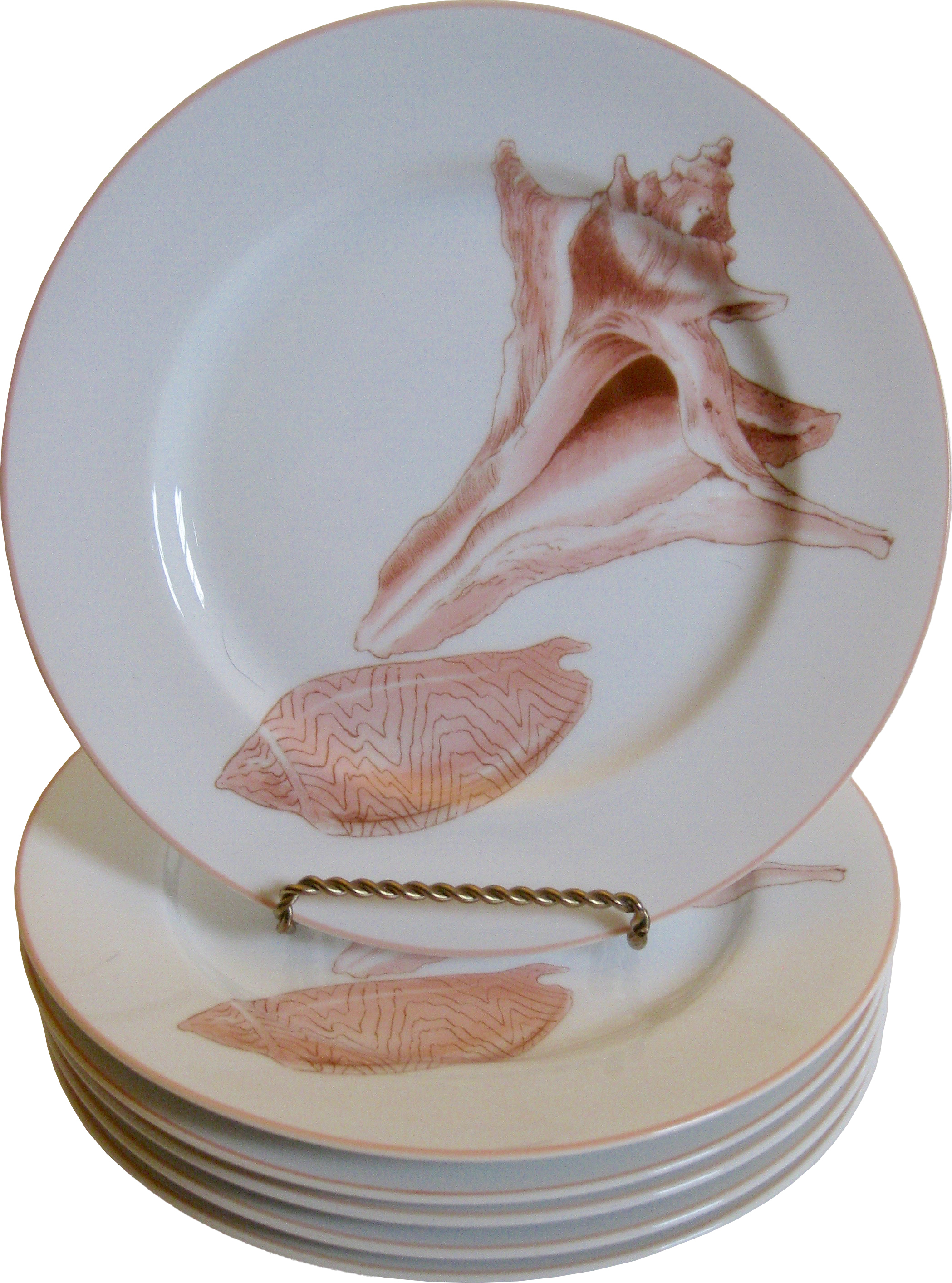 Porcelain Seashell Plates, S/6~P77200733