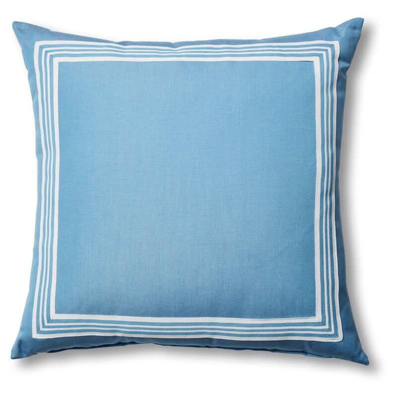 Kit Outdoor Pillow, Blue/White