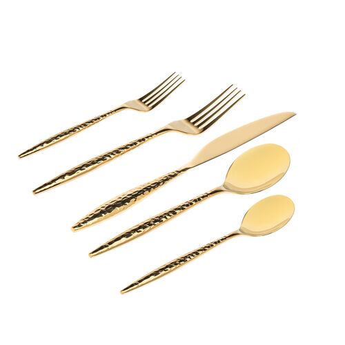 Avellino Shiny 18/10 Stainless Steel Gold 20 Piece Flatware Set, Service For 4~P111123840