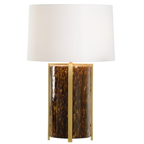 Tortoise Ceramic Table Lamp, Brown/Gold