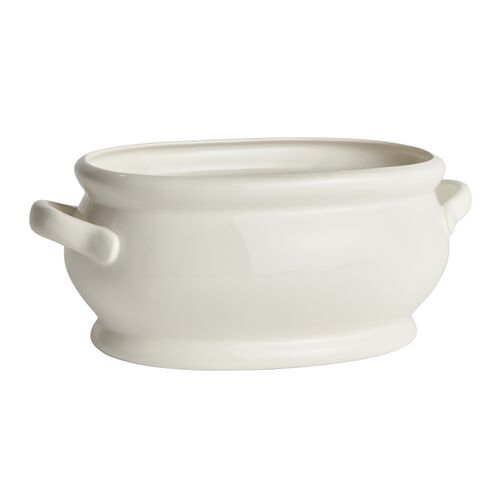 Martha Oval Cachepot, White Martha Oval Cachepot, White