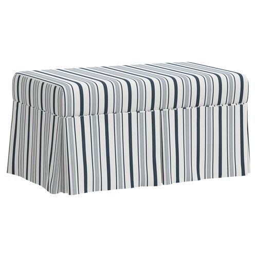 Striped store storage bench