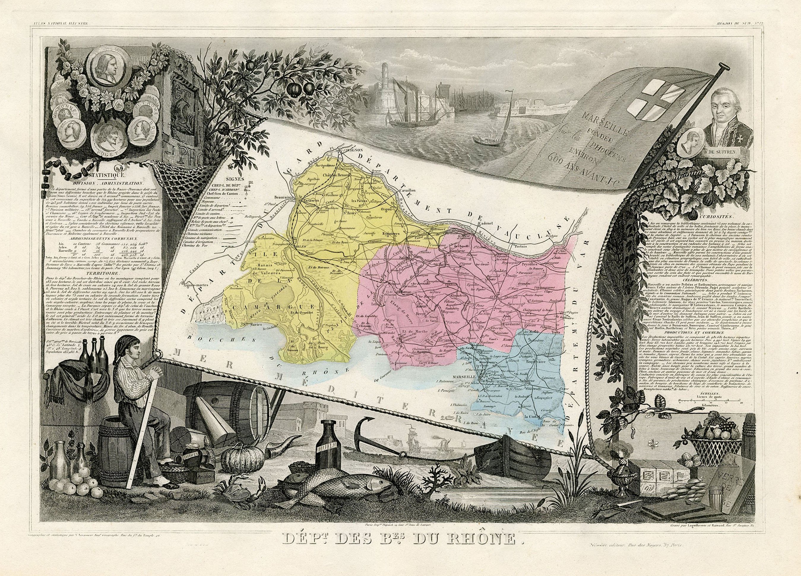 1861 French Regional Map w/ Marseille~P77549627
