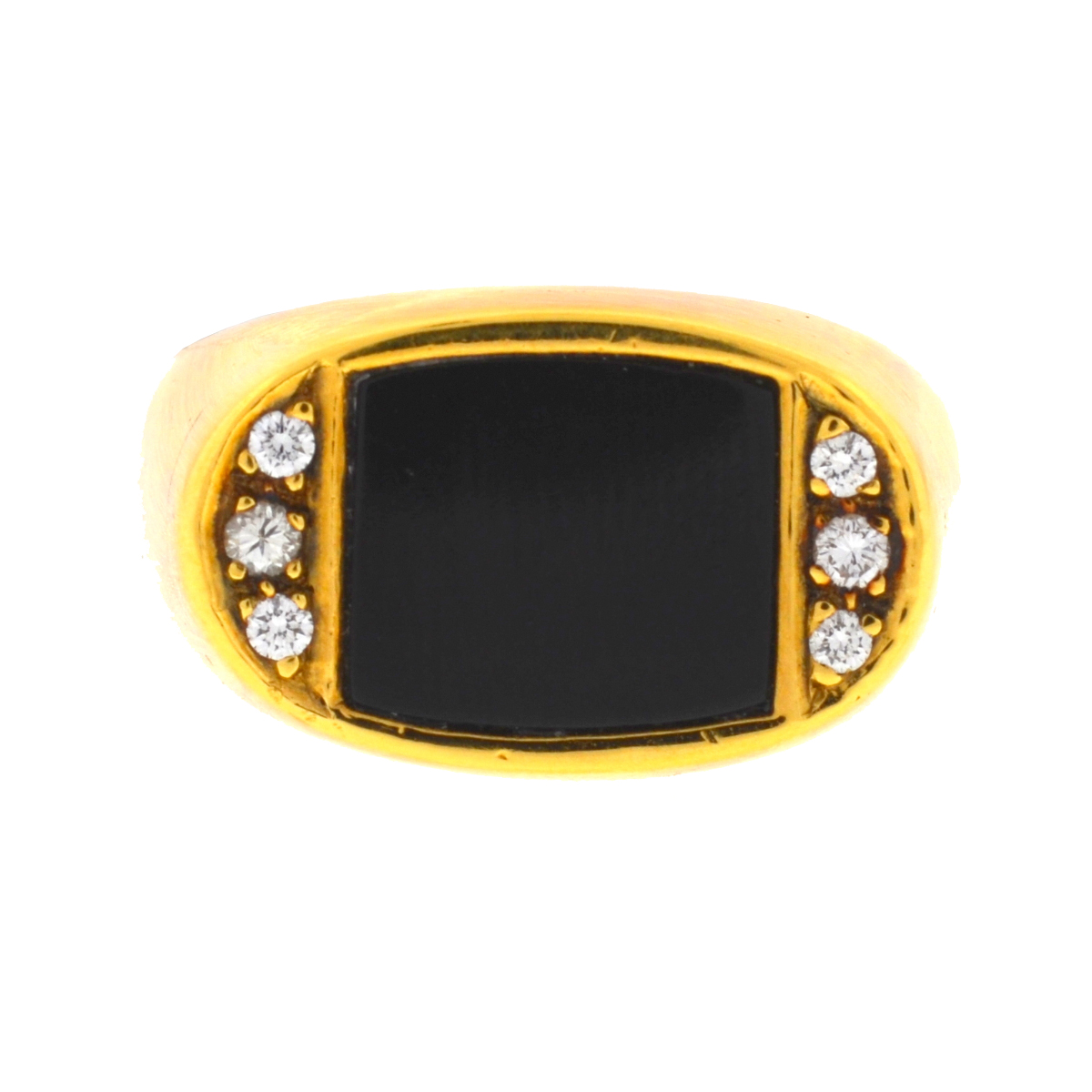 18k Yellow Gold Onyx Diamonds Men's Ring~P77609949