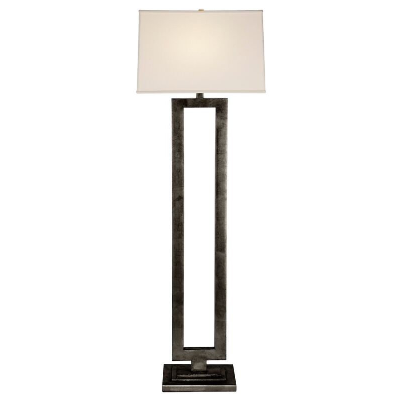 Modern Open Floor Lamp, Aged Iron