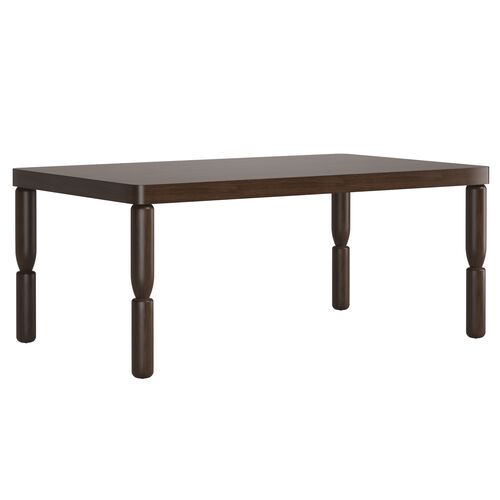 Forge Turned Bobbin Legs Rectangular Dining Table, Dark Walnut Forge Turned Bobbin Legs Rectangular Dining Table, Dark Walnut