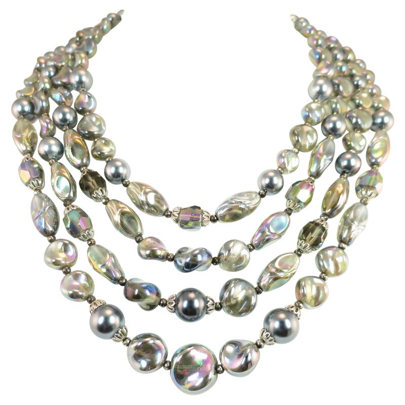 1960s Trifari Iridescent Bib Necklace