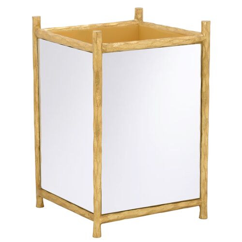 Hand Hammered Mirror Planter, Gold