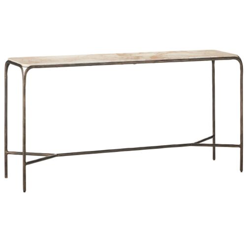 Crema Marble Console Table, Natural/Bronze Crema Marble Console Table, Natural/Bronze