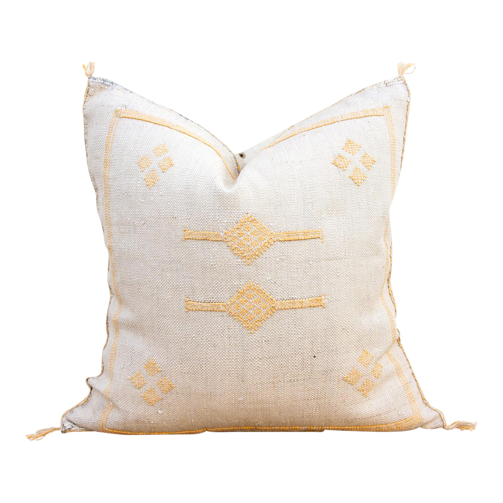 Almond Moroccan Silk Rug Pillow~P77662032