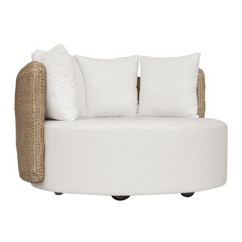 Cinzia Outdoor Wicker Swivel Day Bed, Gray/White