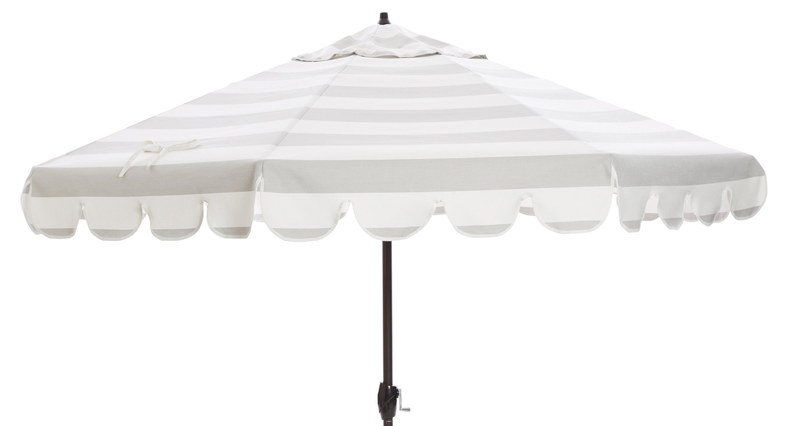 ivory scalloped patio umbrella JONATHAN Y Tracy 9 ft. Classic MidCentury Fringe Market with Auto-Tilt Crank Wind Vent and UV Protection in Coral Red/White tilt mechanism Phoebe Patio Umbrella | One