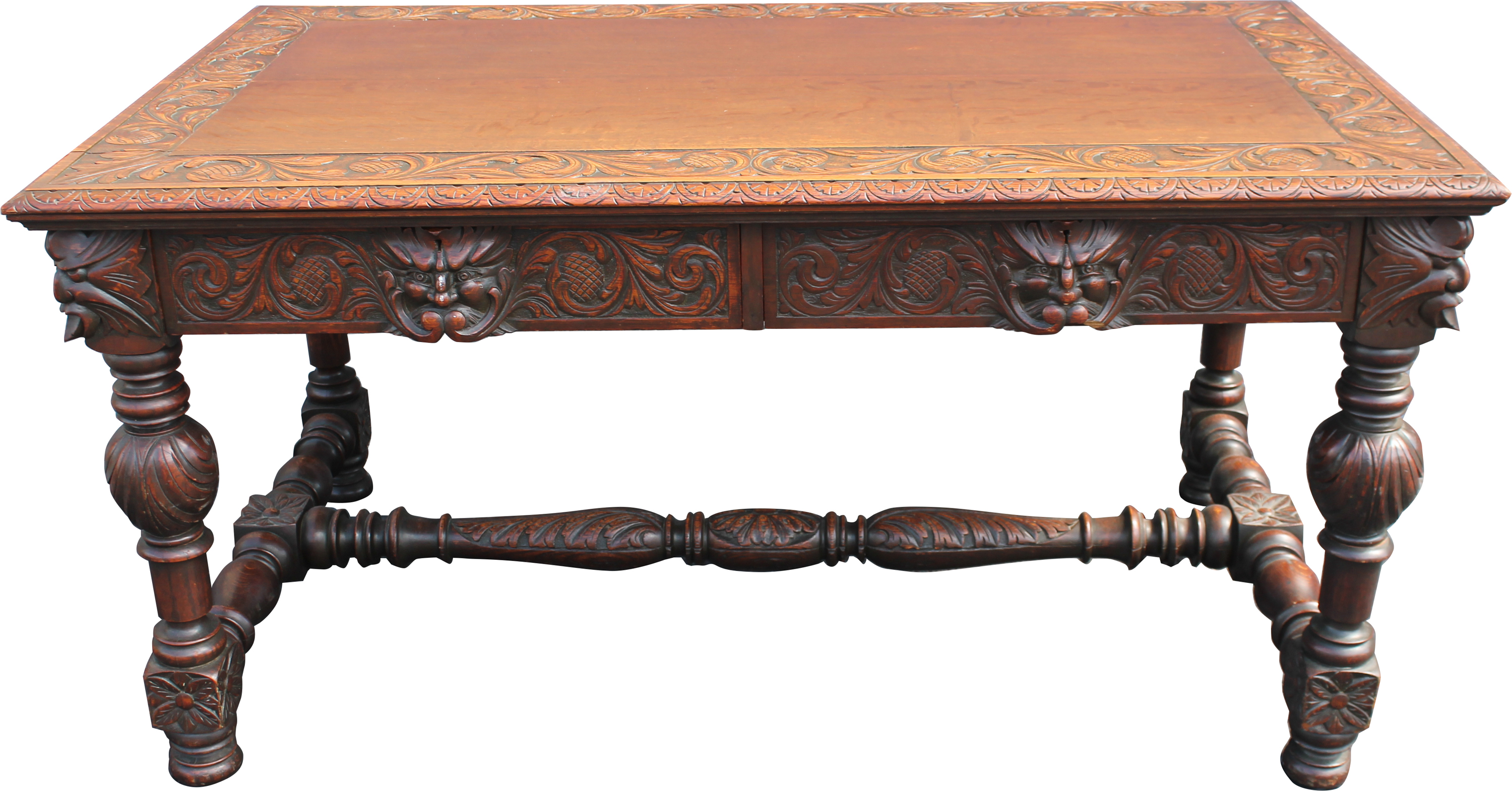 19thc French Carved Oak Writing Desk~P77605487