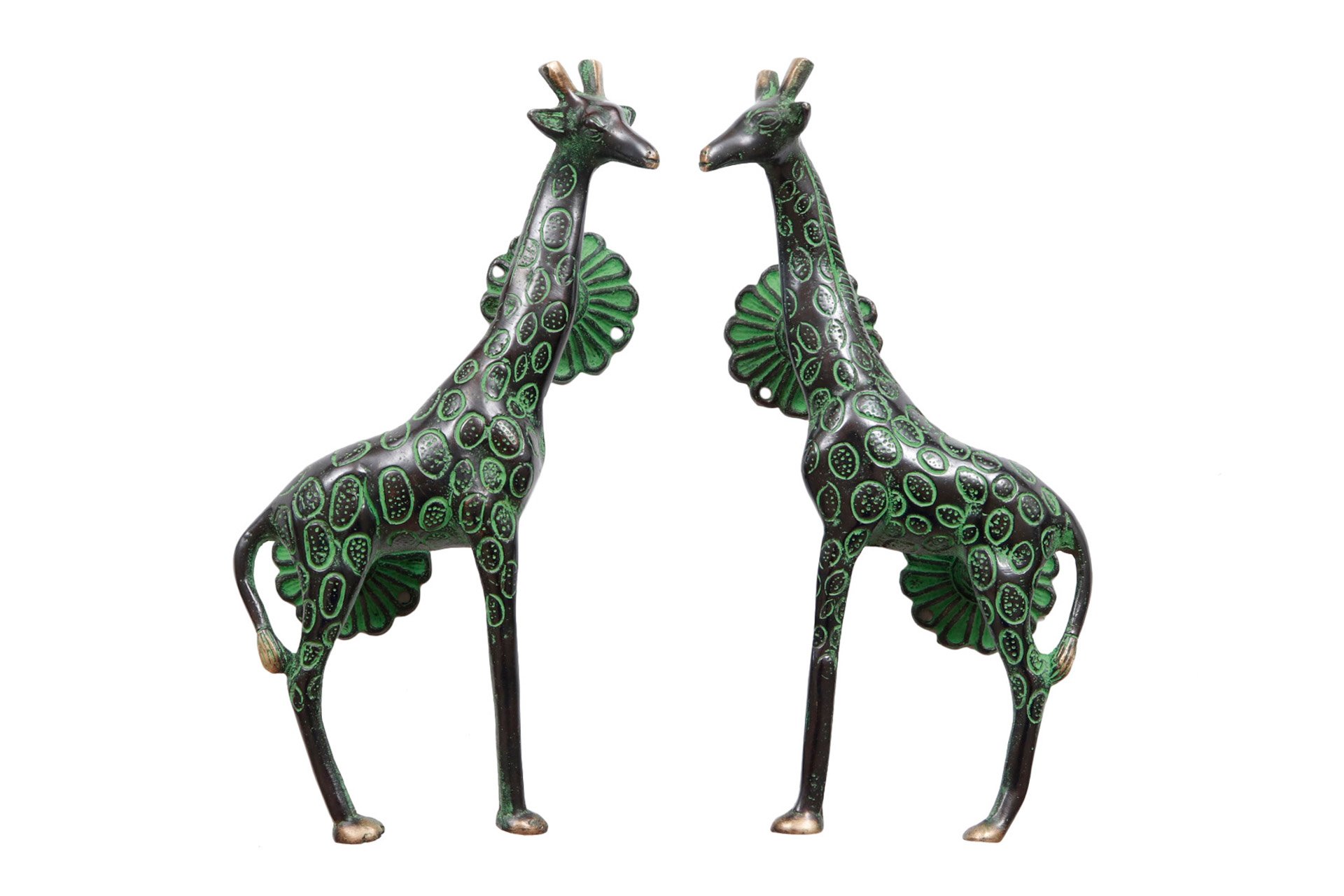 Green Brass Giraffe Door Handles, a Pair~P77627144