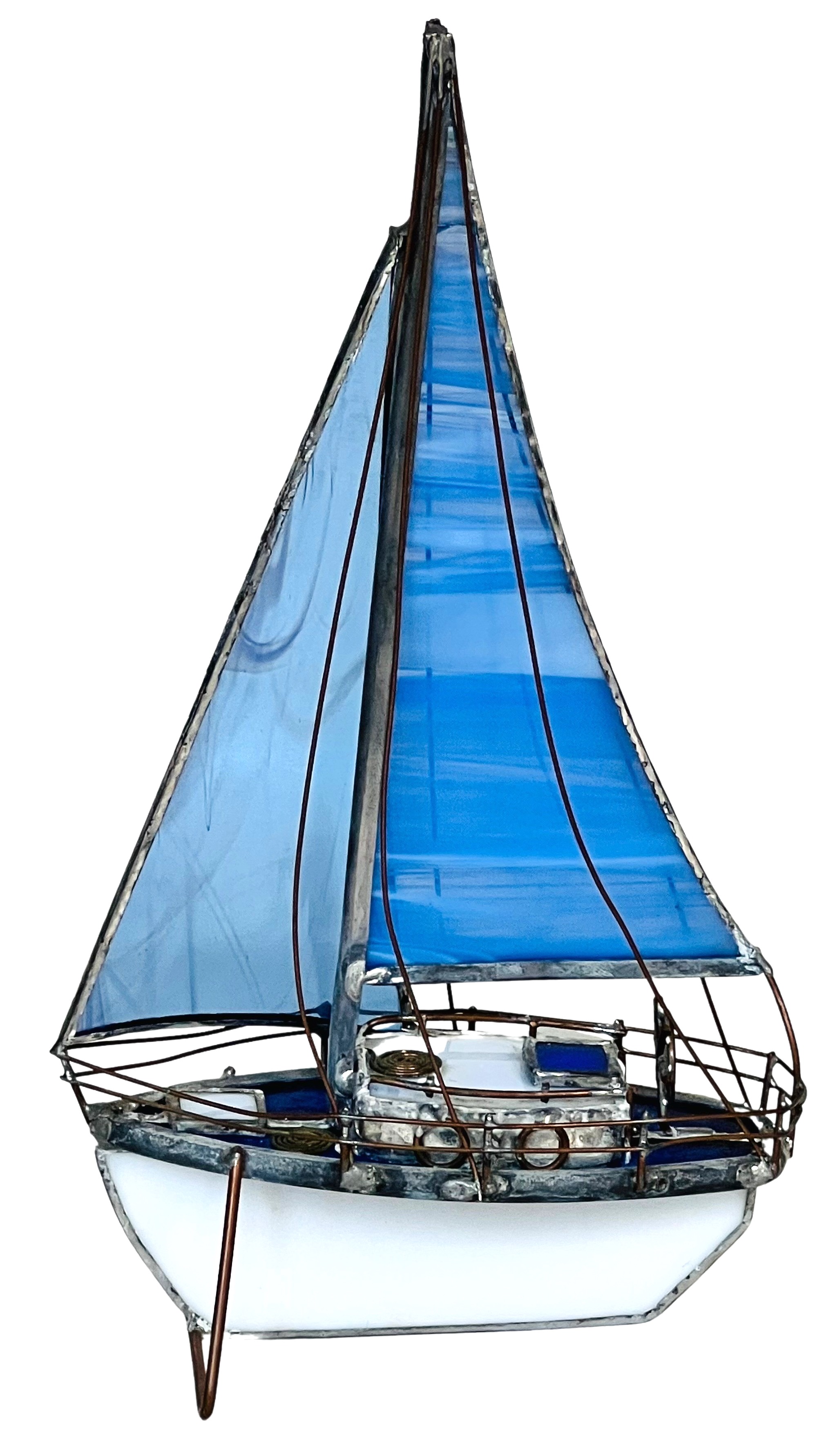Hand-Made Stained Glass Sailboat~P77660104