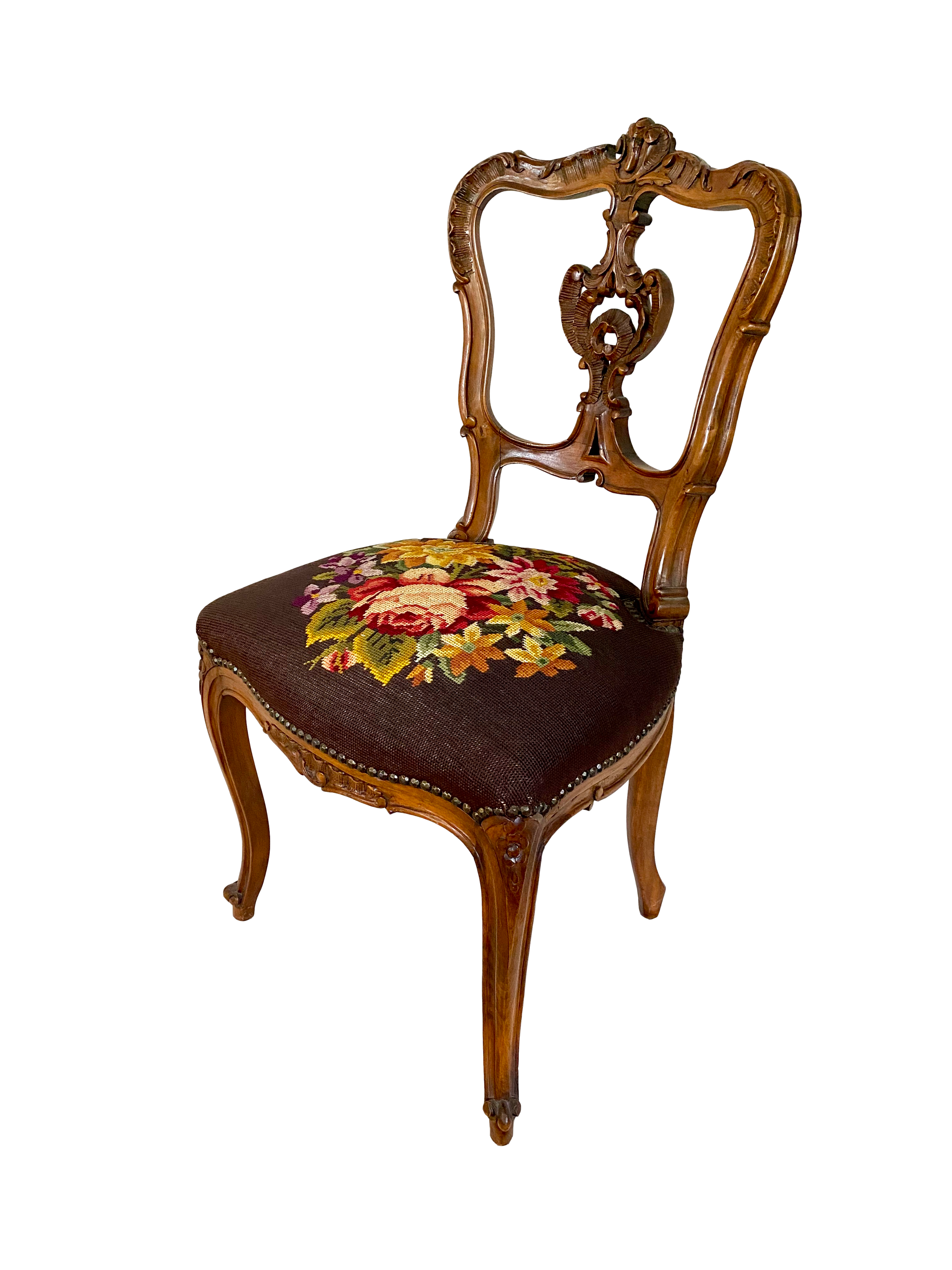 French Louis XV Style Needlepoint Chair~P77750385