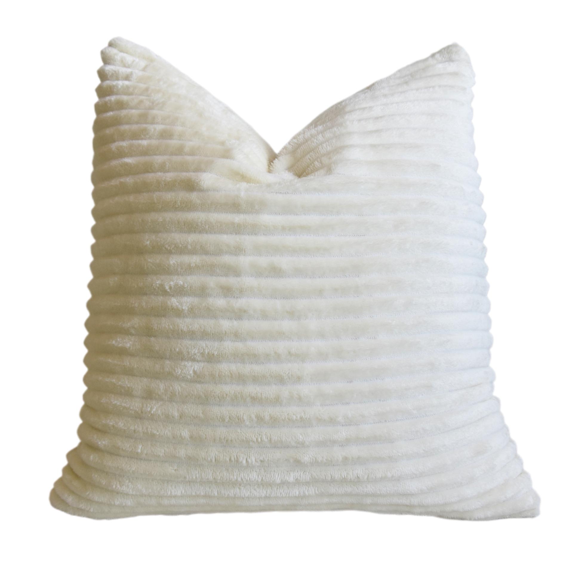 Creamy White Soft Plush Ribbed Pillow~P77687366