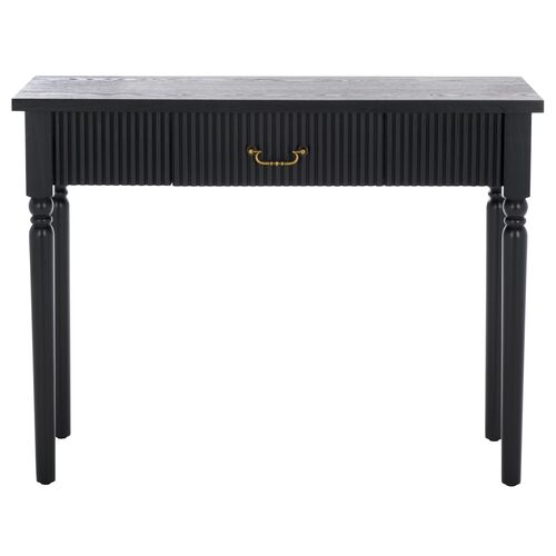 Nalina 1-Drawer Pinewood Console Table, Black