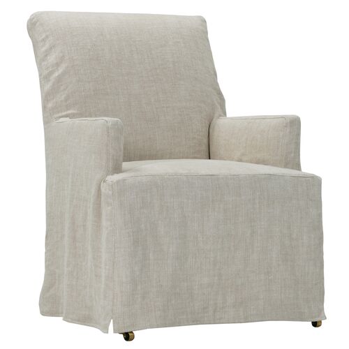 Elio Slipcovered Dining Chair w/ Casters