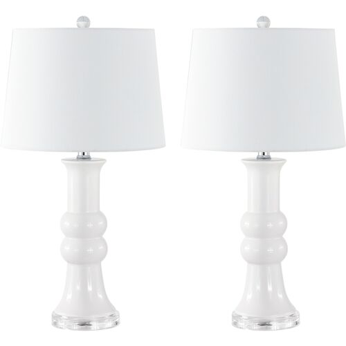 S/2 Lexi Ceramic Table Lamps, White~P77643734