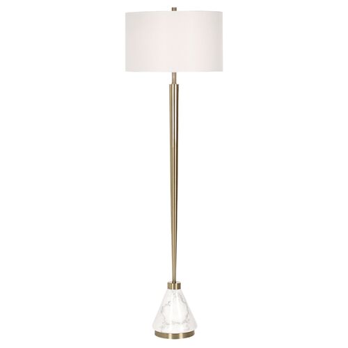 Kiera Marble Floor Lamp, Brass/White