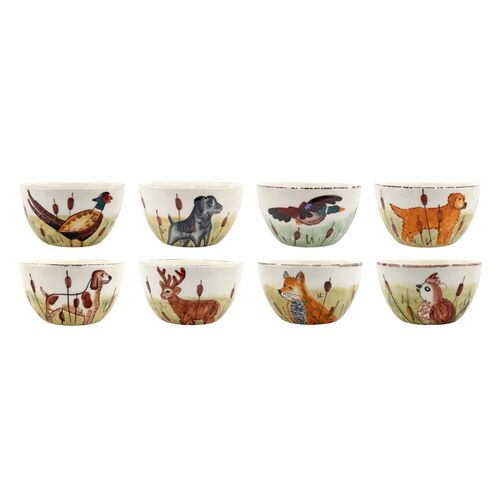 S/8 Wildlife Assorted Cereal Bowls, Multicolor