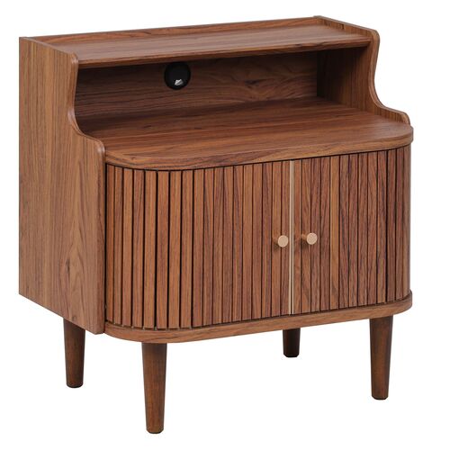 Senra Fluted Nightstand With Hutch