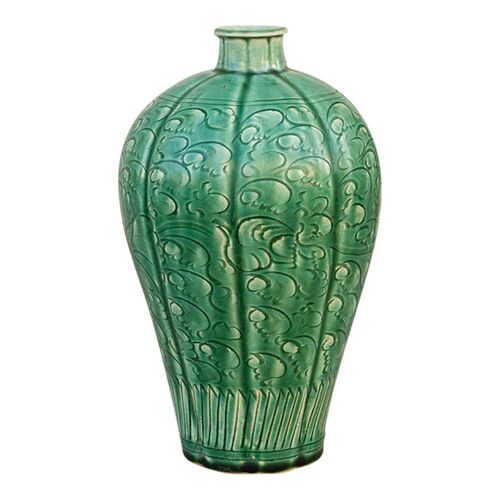 Engraved Emerald Green Asian Vase~P77646972