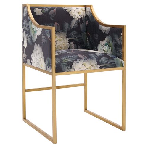 Abby Arm Chair, Black/Multi Velvet~P68435394