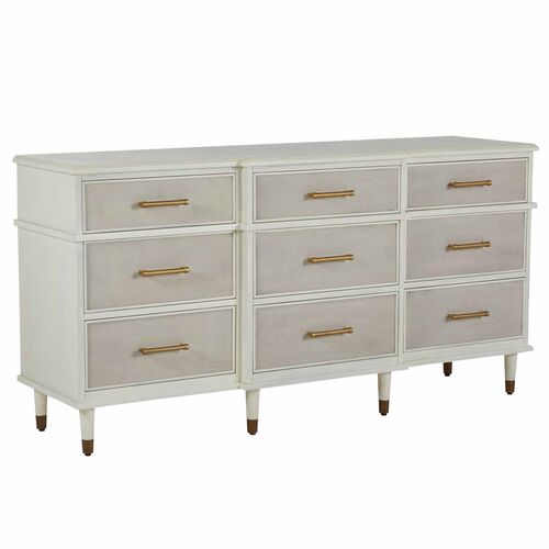 Leona 9-Drawer Mahogany Dresser, White
