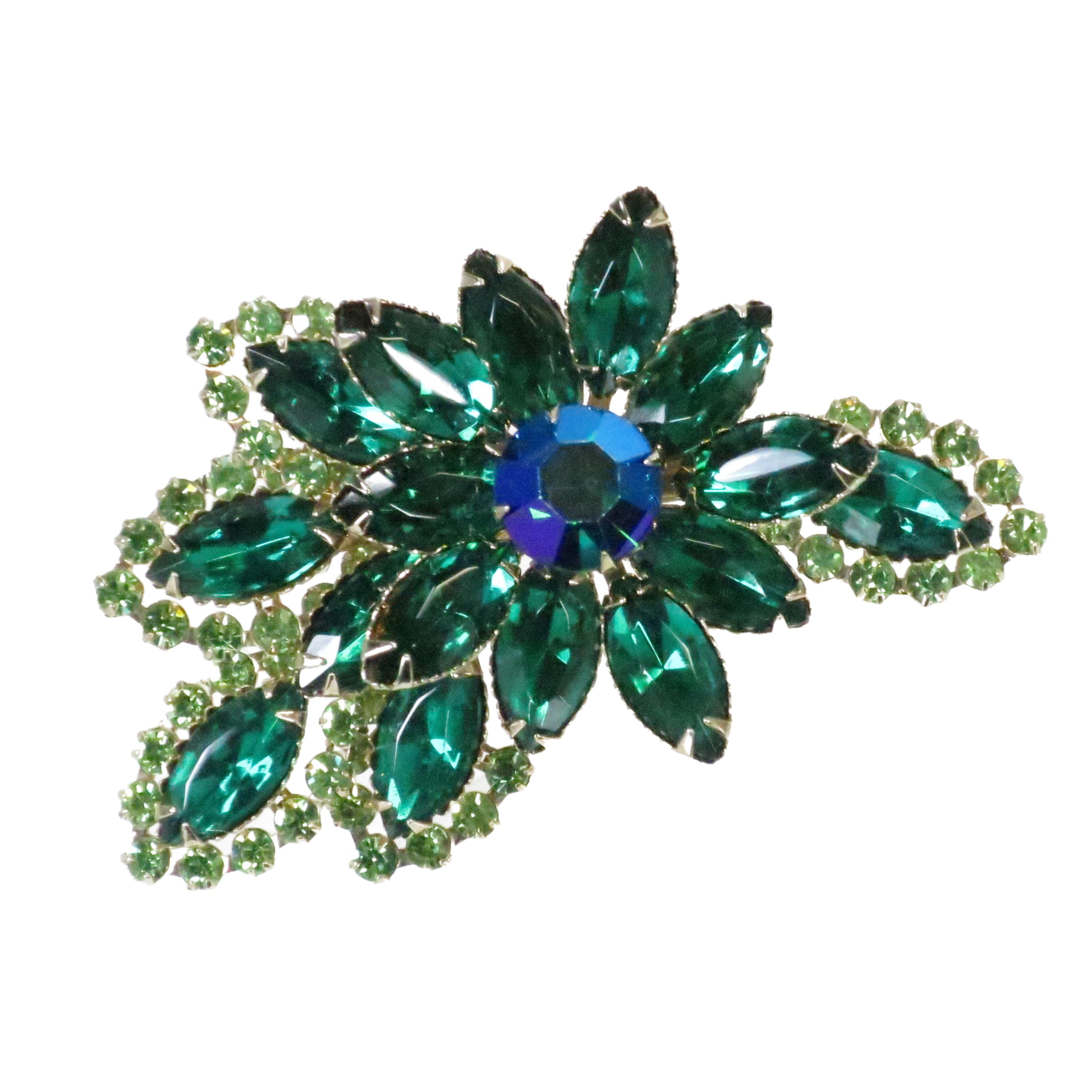 1950s Designer Emerald Crystal Brooch~P77660857