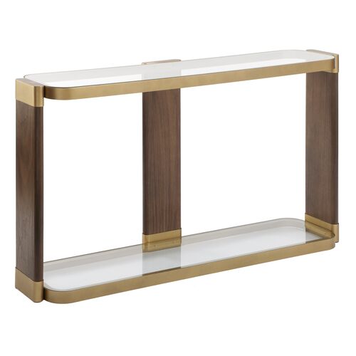 Clemens 55" Console Table, Brass/Brown