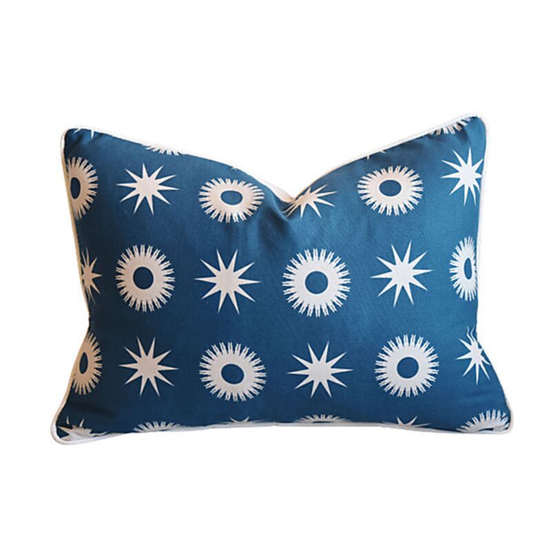 Designer Blue & Ivory Sun & Stars Pillow